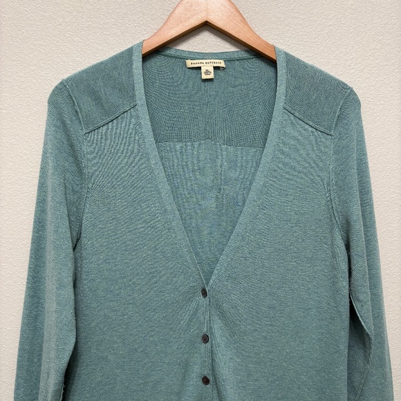 Banana Republic Silk-blend Lightweight Cardigan - Teal, XL - Picture 2 of 6
